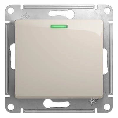 GLOSSA 1-клавишный ВЫКЛЮЧАТЕЛЬ с подсветкой, сх.1а, 10AX, механизм, МОЛОЧНЫЙ