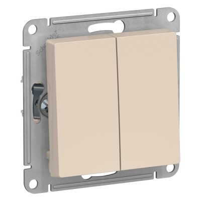 ATLASDESIGN 2-клавишный ПЕРЕКЛЮЧАТЕЛЬ, сх.6+6, 10АХ, механизм, БЕЖЕВЫЙ