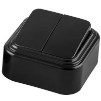 Выключатель STEKKER PSW06-22-20 двухклавишный открытой установки, 250В, 6А, IP20, черный (VA5 6-232-Ч) 32745 Выключатель STEKKER PSW06-22-20 двухклавишный открытой установки, 250В, 6А, IP20, черный (VA5 6-232-Ч) 32745