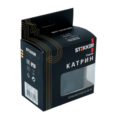 Терморегулятор сенсорный STEKKER GLS00-7119-05, серия Катрин, с подсветкой (белый), тип установки - скрытый, размер изделия 71*71*46мм., цвет черный, материал изделия ABS пластик, латунь. Номинальное напряжение 250 , номинальный ток 16А, IP20