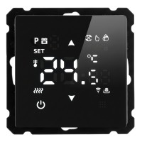 Терморегулятор сенсорный STEKKER GLS00-7119-05, серия Катрин, с подсветкой (белый), тип установки - скрытый, размер изделия 71*71*46мм., цвет черный, материал изделия ABS пластик, латунь. Номинальное напряжение 250 , номинальный ток 16А, IP20