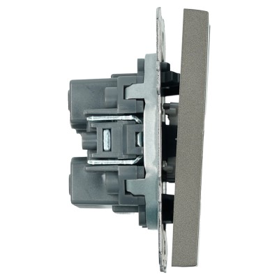 Переключатель 2-клавишный (механизм), STEKKER, 250В, 10А, серия Эмили, RSW10-5107-09, антрацит, soft touch 49921