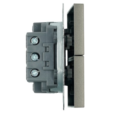 Переключатель 2-клавишный (механизм), STEKKER, 250В, 10А, серия Эмили, RSW10-5107-09, антрацит, soft touch 49921