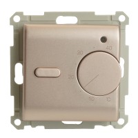 Терморегулятор механический для теплого пола (механизм), STEKKER GLS00-7117-02, 250В, 3500Вт, серия Катрин, шампань 49743 Терморегулятор механический для теплого пола (механизм), STEKKER GLS00-7117-02, 250В, 3500Вт, серия Катрин, шампань 49743