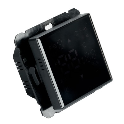 Терморегулятор сенсорный STEKKER GLS00-7119-05, серия Катрин, с подсветкой (белый), тип установки - скрытый, размер изделия 71*71*46мм., цвет черный, материал изделия ABS пластик, латунь. Номинальное напряжение 250 , номинальный ток 16А, IP20