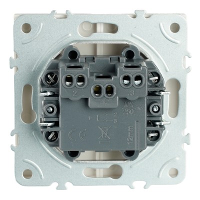 Выключатель 2-клавишный самовозвратный (механизм), STEKKER. 250В, 10А, серия Эмили, RSW10-5113-01, белый фарфор, soft touch 50325