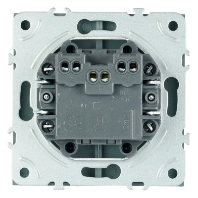 Выключатель 2-клавишный самовозвратный (механизм), STEKKER, 250В, 10А, серия Эмили, RSW10-5113-10, платиново-серый, soft touch 50329