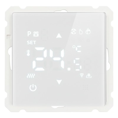 Терморегулятор сенсорный STEKKER GLS00-7119-01, серия Катрин, с подсветкой (белый), тип установки - скрытый, размер изделия 71*71*46мм., цвет белый, материал изделия ABS пластик, латунь. Номинальное напряжение 250 , номинальный ток 16А, IP20