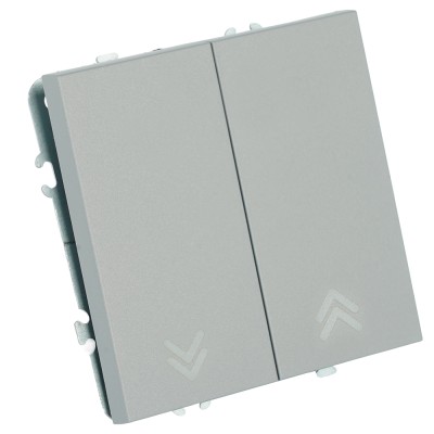 Выключатель 2-клавишный самовозвратный (механизм), STEKKER, 250В, 10А, серия Эмили, RSW10-5113-10, платиново-серый, soft touch 50329