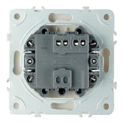 Выключатель 1-клавишный самовозвратный (механизм), STEKKER, 250В, 10А, серия Эмили, RSW10-5112-01, белый фарфор, soft touch 50324