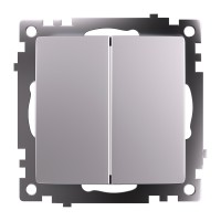 Переключатель 2-клавишный (механизм), STEKKER GLS10-7107-03, 250V, 10А, серия Катрин, серебро 49168 Переключатель 2-клавишный (механизм), STEKKER GLS10-7107-03, 250V, 10А, серия Катрин, серебро 49168