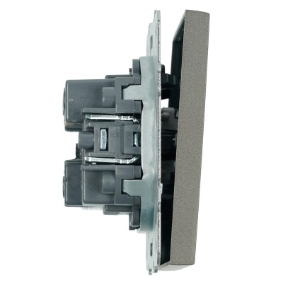 Переключатель 1-клавишный (механизм), STEKKER, 250В, 10A, серия Эмили, RSW10-5105-09, антрацит, soft touch 49919