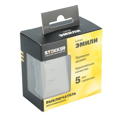 Выключатель 2-клавишный (механизм), STEKKER, 250В, 10А, серия Эмили, RSW10-5104-09, антрацит, soft touch 49918