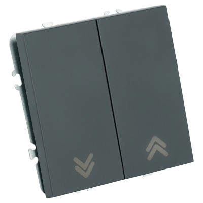 Выключатель 2-клавишный самовозвратный (механизм), STEKKER, 250В, 10А, серия Эмили, RSW10-5113-05, черный уголь, soft touch 50327