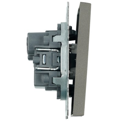 Выключатель 2-клавишный (механизм), STEKKER, 250В, 10А, серия Эмили, RSW10-5104-09, антрацит, soft touch 49918