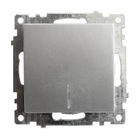 Выключатель 1-клавишный c индикатором (механизм) STEKKER GLS10-7101-03, 250В, 10А, серия Катрин, серебро 39577 Выключатель 1-клавишный c индикатором (механизм) STEKKER GLS10-7101-03, 250В, 10А, серия Катрин, серебро 39577