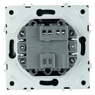 Выключатель 1-клавишный самовозвратный (механизм), STEKKER, 250В, 10А, серия Эмили, RSW10-5112-05, черный уголь, soft touch 50326