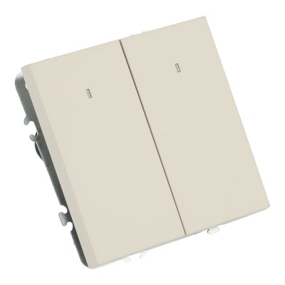 Выключатель 2-клавишный c индикатором (механизм), STEKKER, 250В, 10А, серия Эмили, RSW10-5102-08, кашемир, soft touch 49890