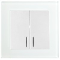 Выключатель 2-клавишный c индикатором, STEKKER, GLS10-7002-01, 250В, 10А, серия Катрин, белый 39163