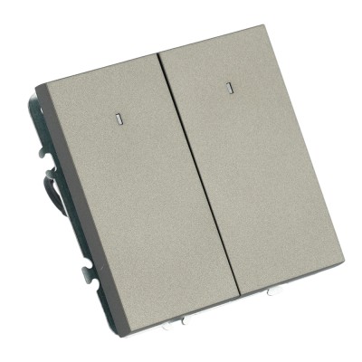 Выключатель 2-клавишный c индикатором (механизм), STEKKER, 250В, 10А, серия Эмили, RSW10-5102-09, антрацит, soft touch 49916