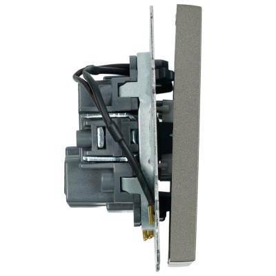 Выключатель 2-клавишный c индикатором (механизм), STEKKER, 250В, 10А, серия Эмили, RSW10-5102-09, антрацит, soft touch 49916