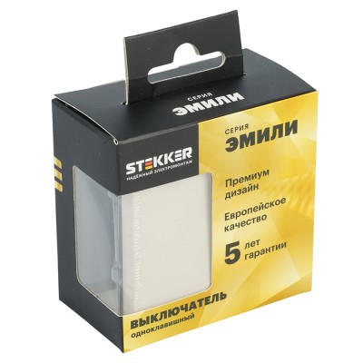 Выключатель 1-клавишный (механизм), STEKKER, 250В, 10А, серия Эмили, RSW10-5103-08, кашемир, soft touch 49891